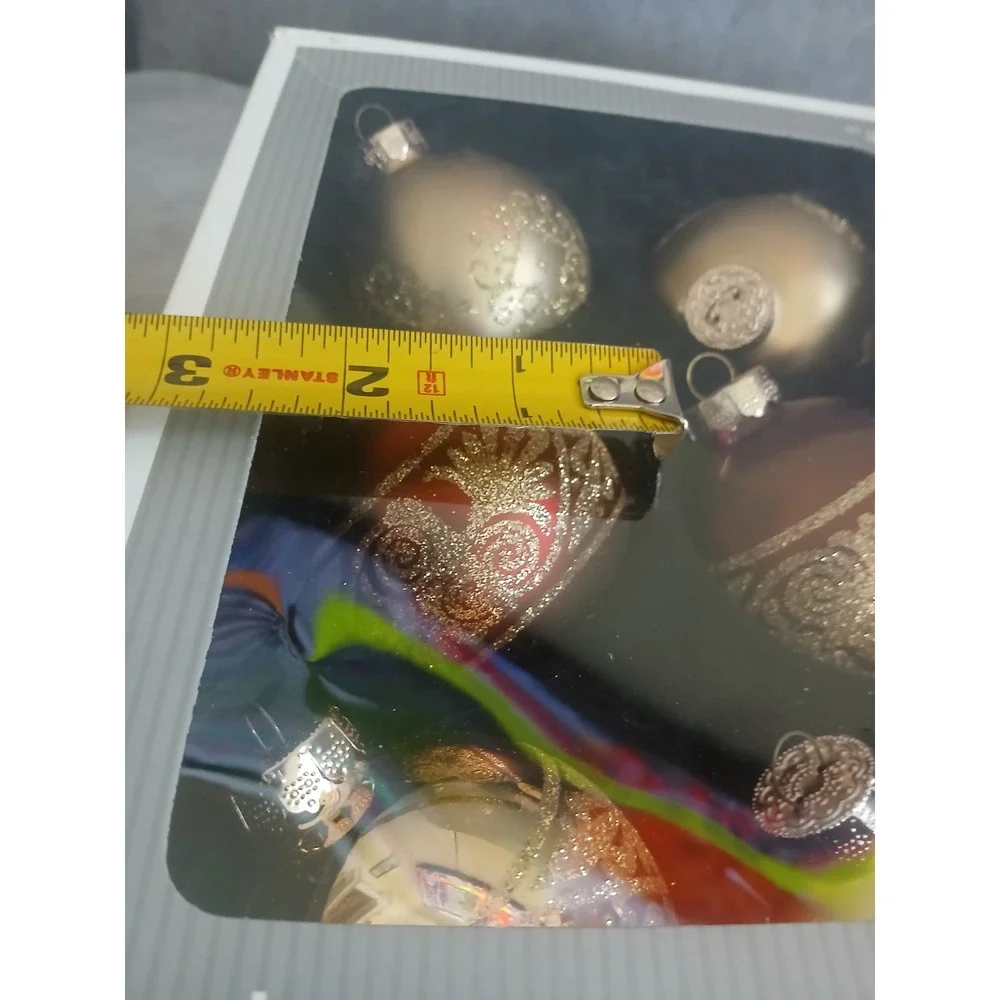 Target 6 Piece Glass Christmas Ornaments Set Red Gold Glitter Scroll Filigree